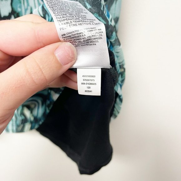 CHICOS Two Piece Feather Print Mesh Tank and Cardigan Set Size M - Picture 7 of 8